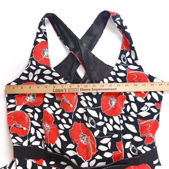 City Chic Power Poppy Dress Pin Up Fit And Flare Belted Womens Plus Size 16 Red - Picture 4 of 10